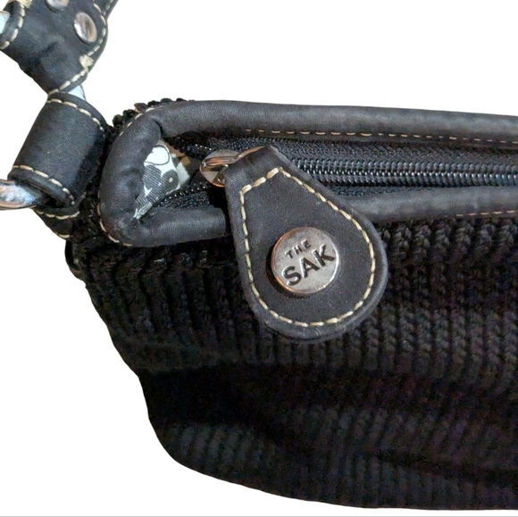 The Sak Black Knit Shoulder Bag Y2K 90s - Picture 7 of 9